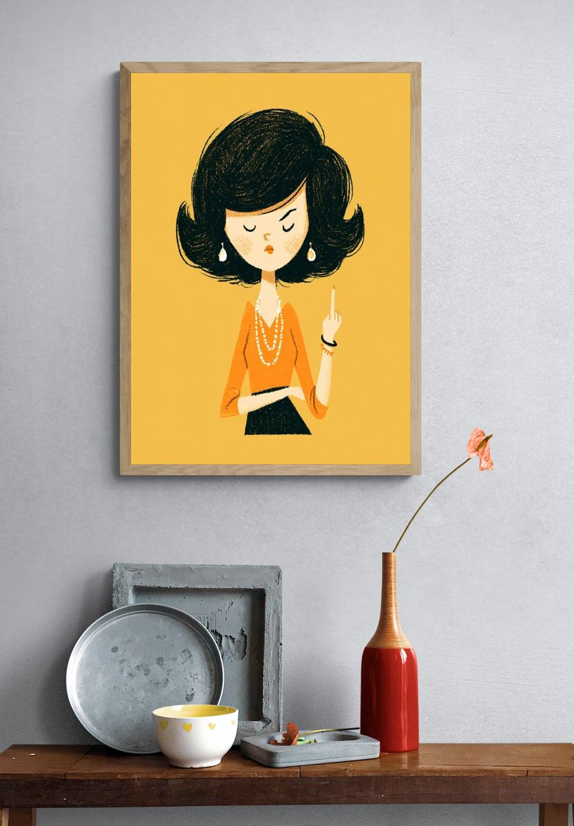 Stylish Woman Illustration Poster. — room view 3