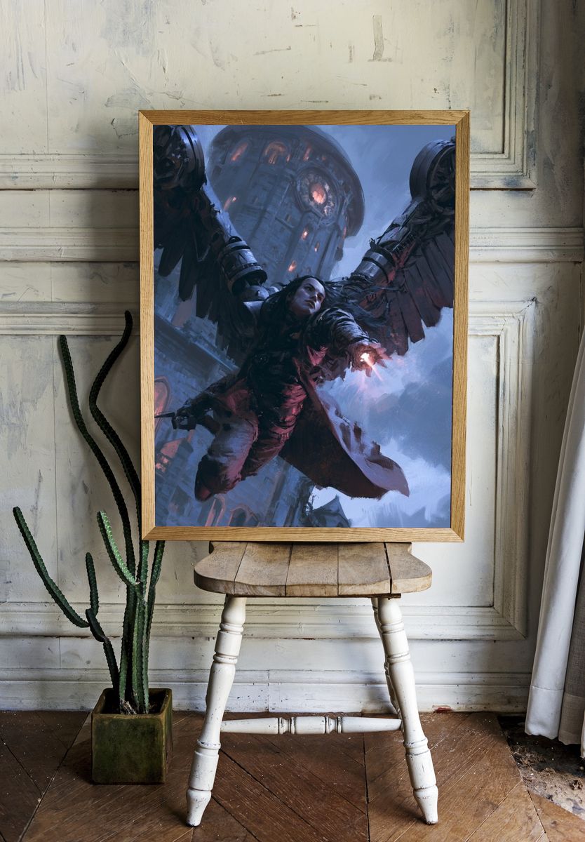 Winged Warrior — Fantasy Illustration Print. — room view 1