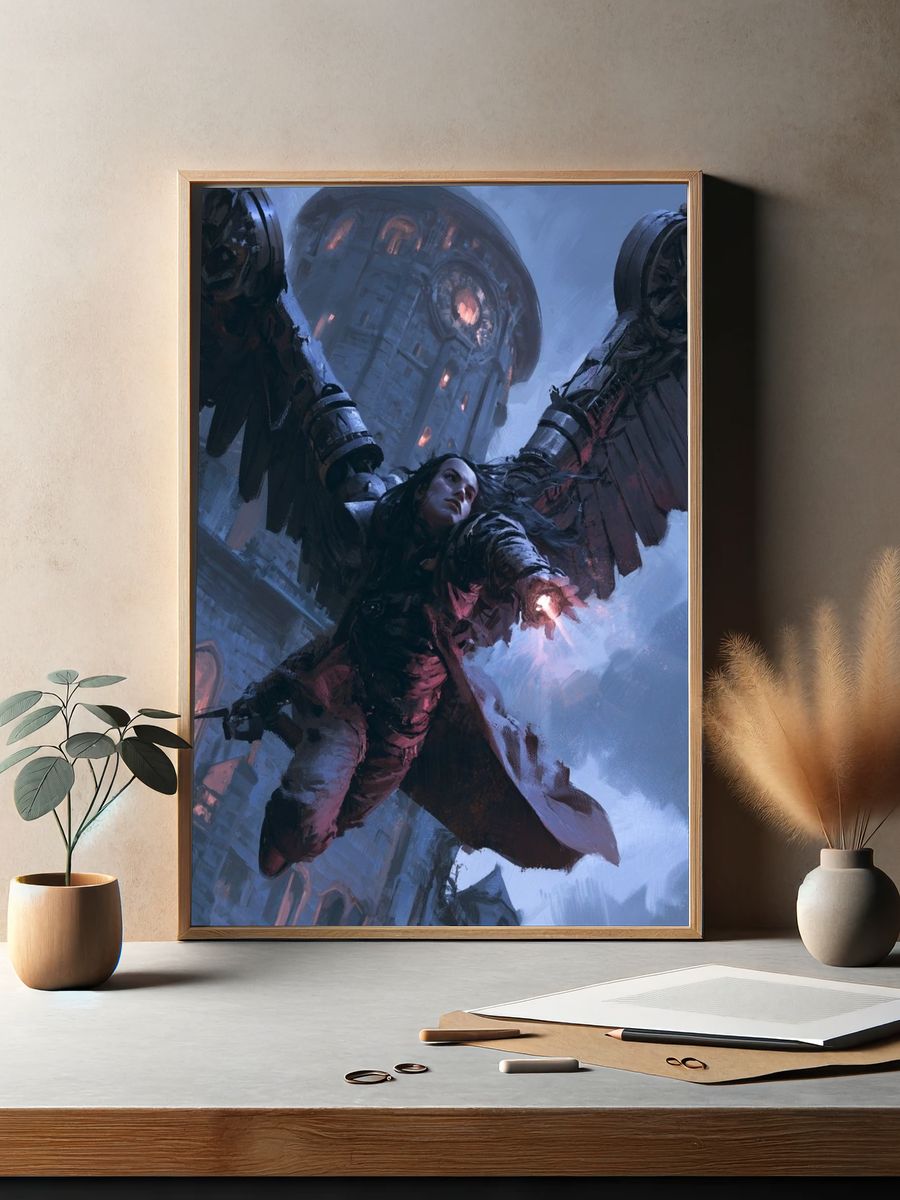 Winged Warrior — Fantasy Illustration Print. — room view 2