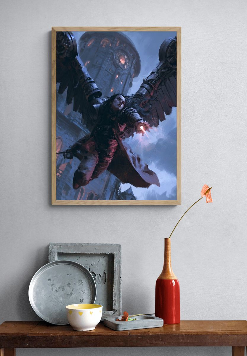 Winged Warrior — Fantasy Illustration Print. — room view 3