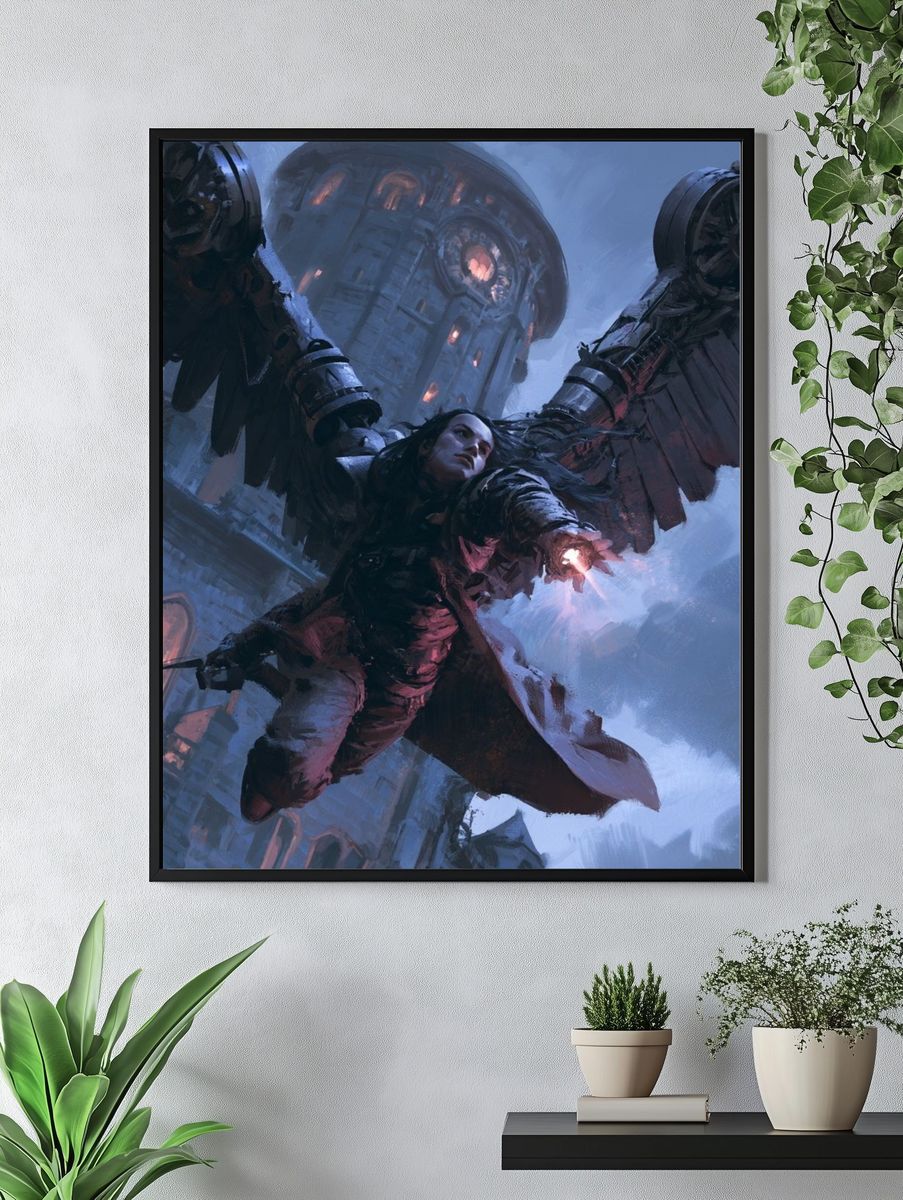 Winged Warrior — Fantasy Illustration Print. — room view 4
