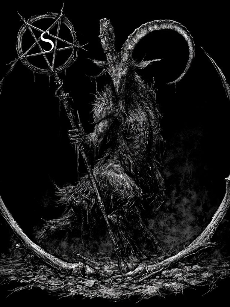 Horned Goat Occult Illustration Poster. poster — illustration art