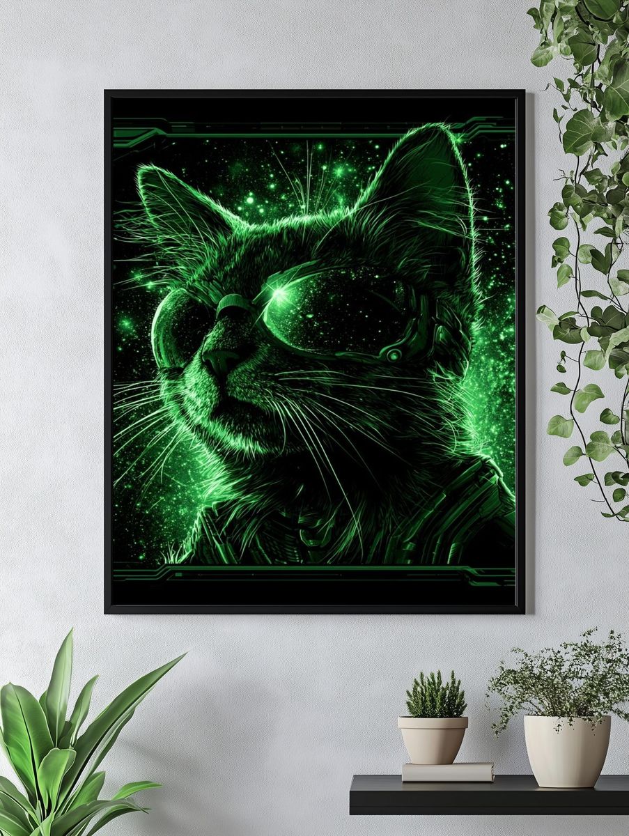 Cyber Cat Portrait Poster. — room view 4