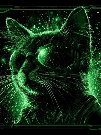 Cyber Cat Portrait Poster. poster