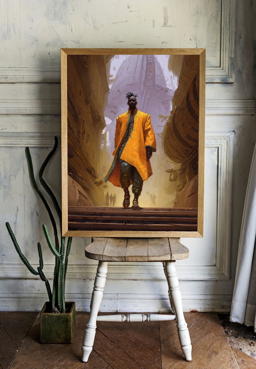 Futuristic Fashion Figure Illustration Poster. — room view 1