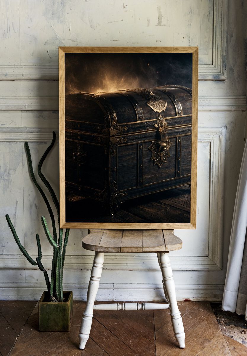Mystic Treasure Chest Fantasy Print. room preview