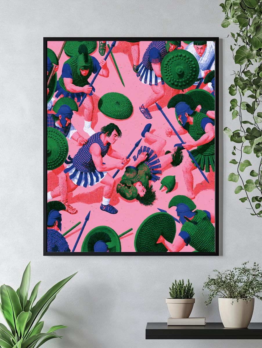 Spartan Battle Illustration Poster. — room view 4