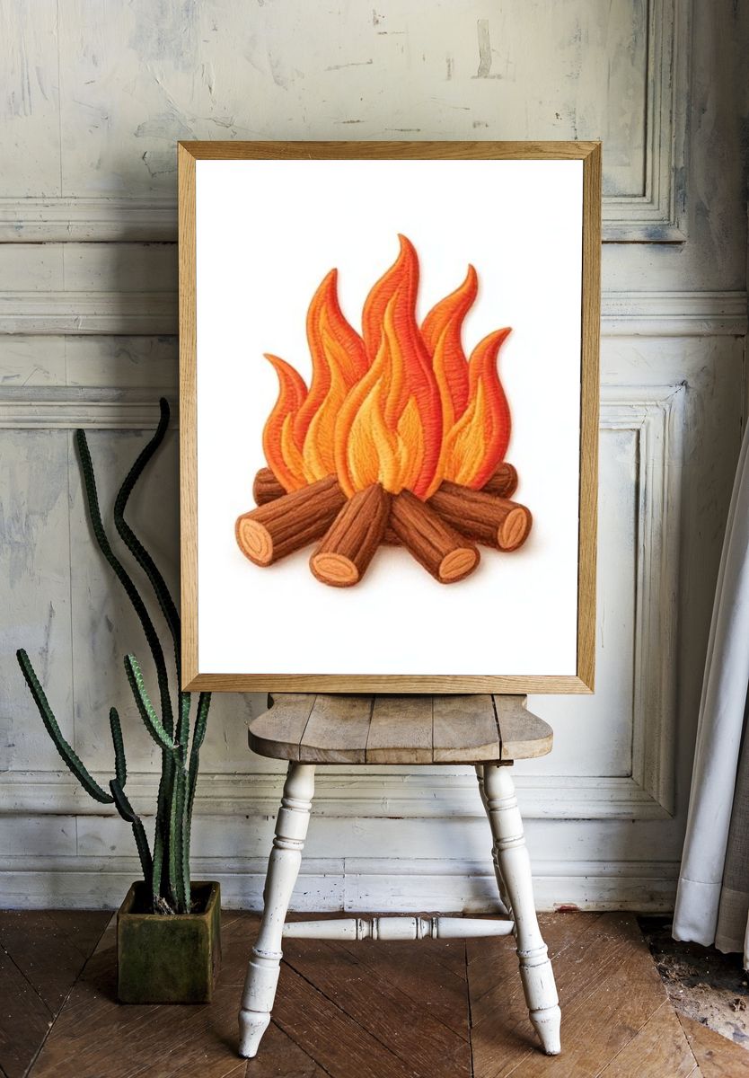 Campfire Illustration Poster. — room view 1