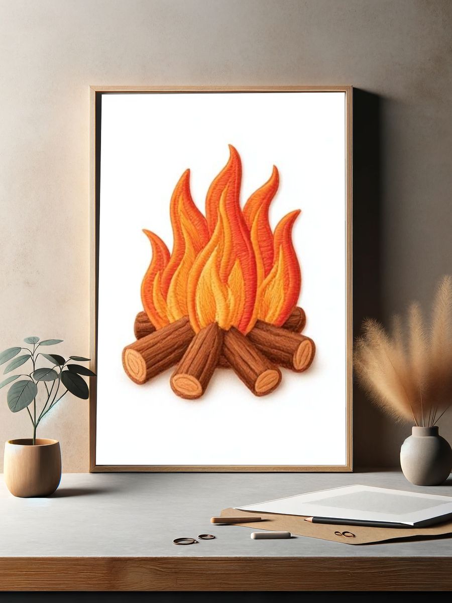 Campfire Illustration Poster. — room view 2