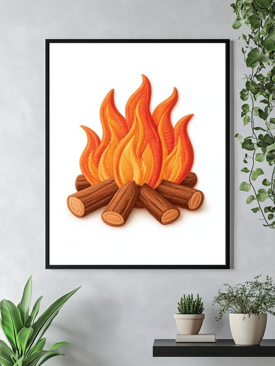 Campfire Illustration Poster. — room view 4