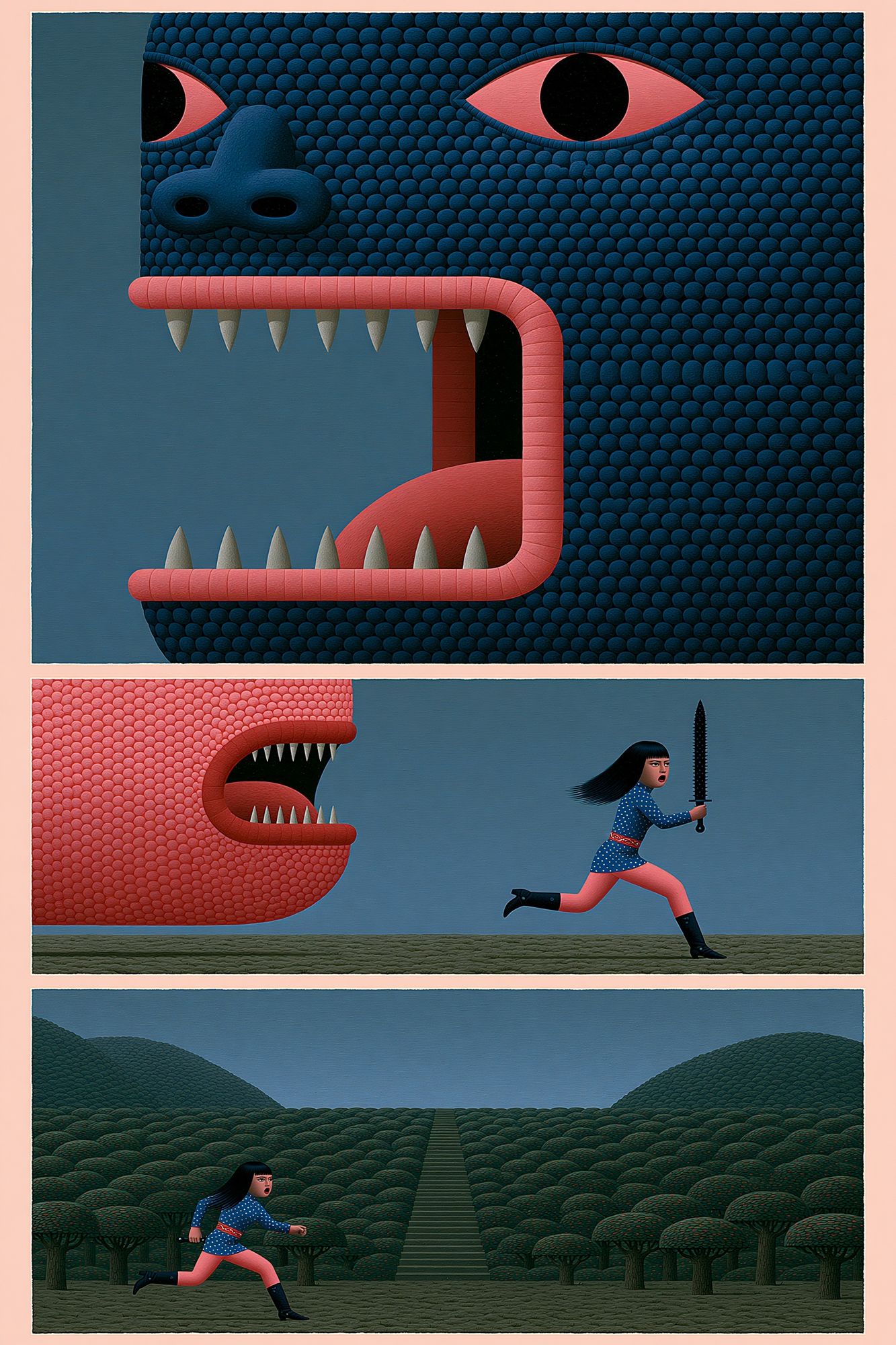 Mythic Monster Chase Illustration Poster. poster detail