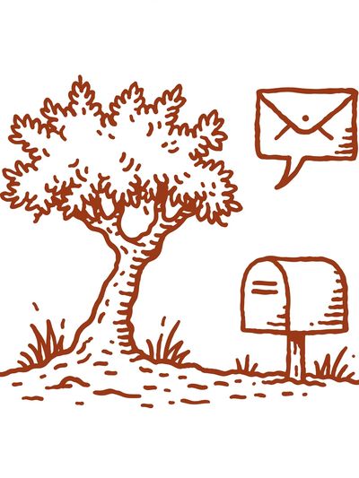 Tree and Mailbox Line Art Poster.