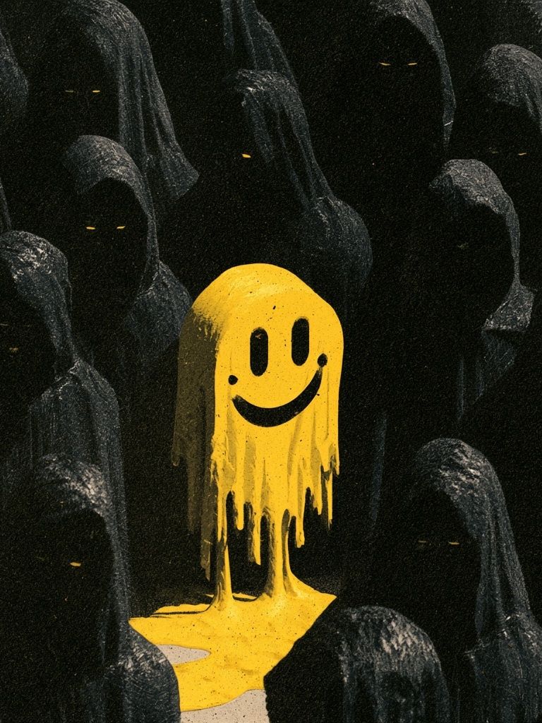 Smiling Ghost Crowd Illustration Poster. poster detail