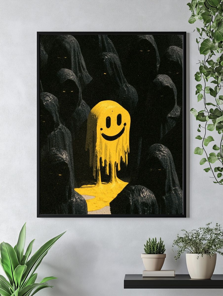 Smiling Ghost Crowd Illustration Poster. — room view 4