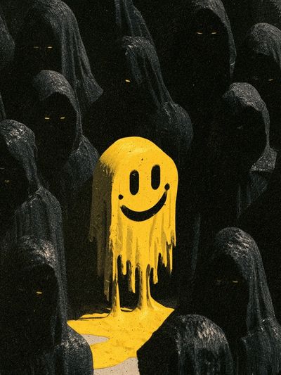 Smiling Ghost Crowd Illustration Poster. poster