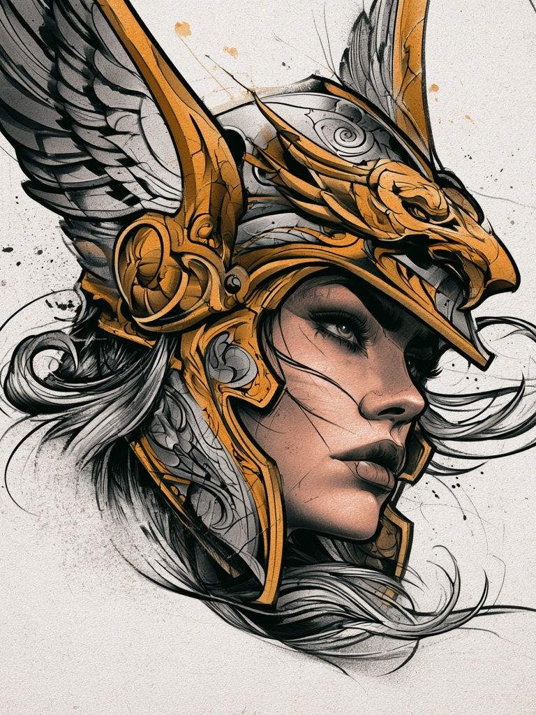 Winged Warrior Portrait Print. poster detail