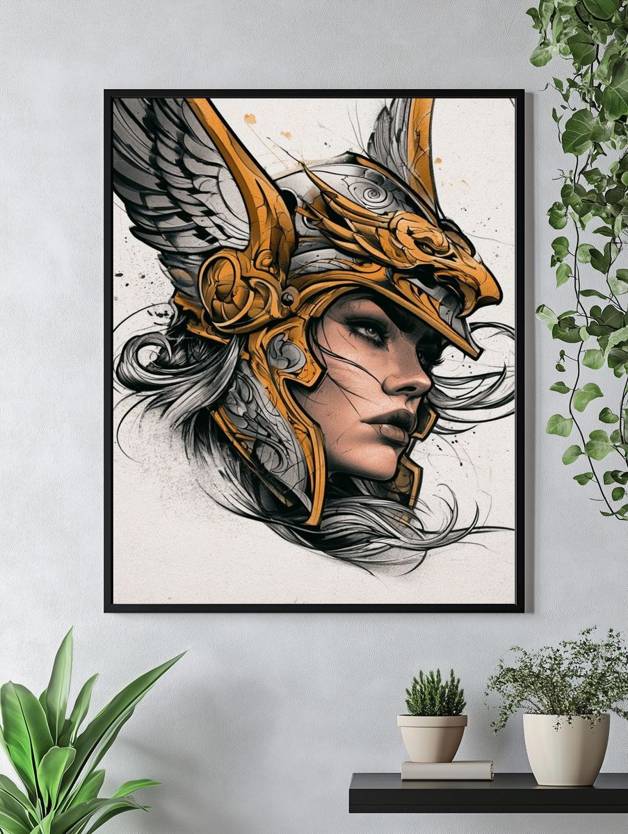 Winged Warrior Portrait Print. — room view 4