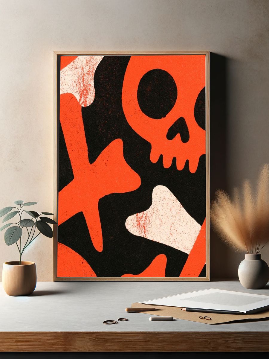 Skull Graffiti Abstract Poster. — room view 2