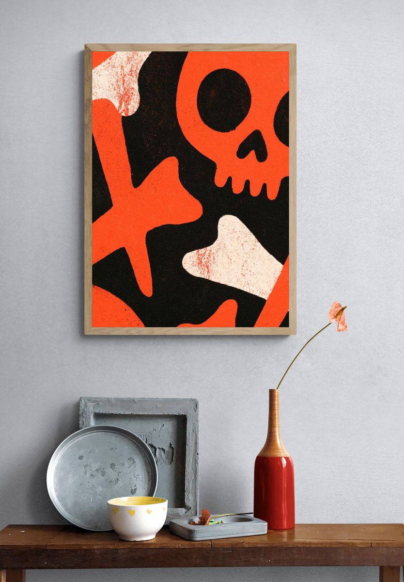 Skull Graffiti Abstract Poster. — room view 3