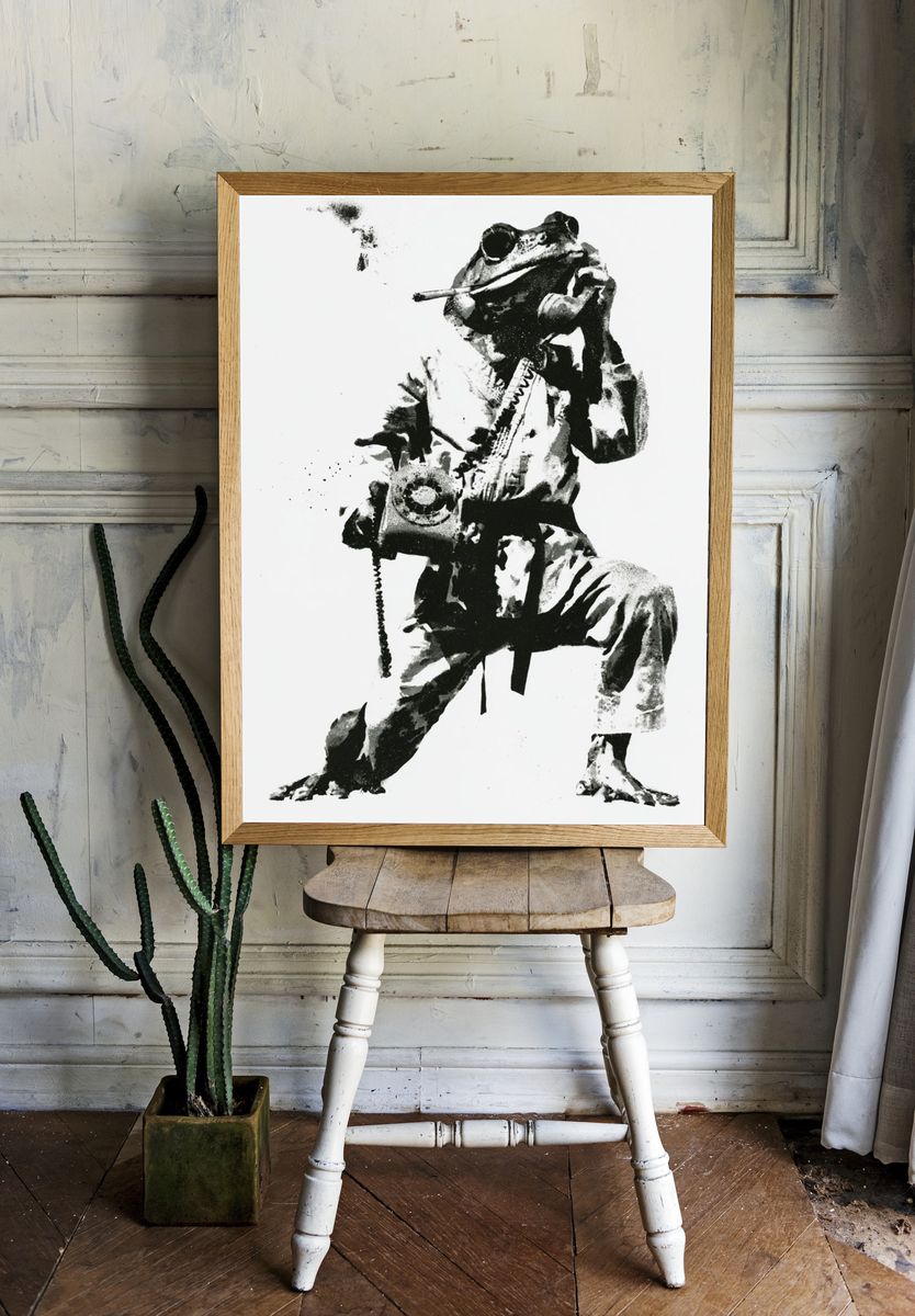 Frog Soldier Black-White Poster. room preview