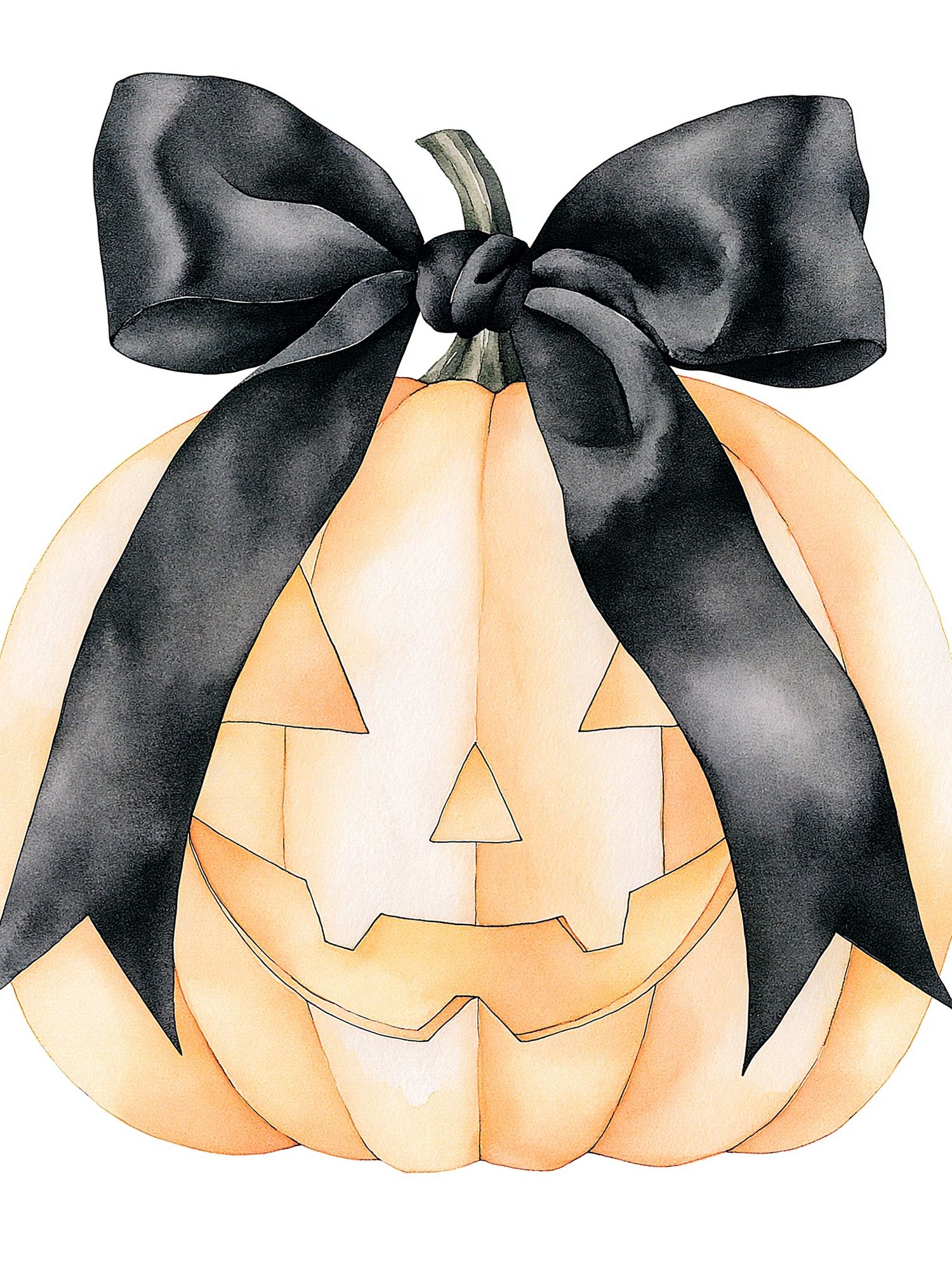 Black Bow Pumpkin Illustration Print. poster — illustration art