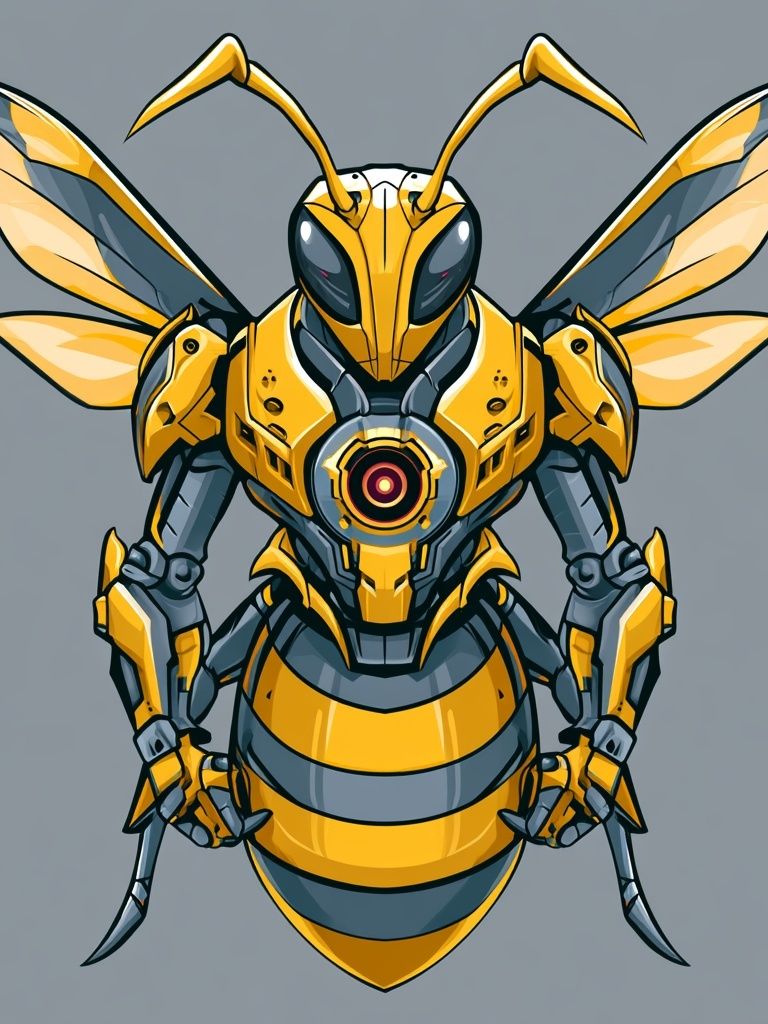 Robotic Wasp Illustration Poster. poster — illustration art