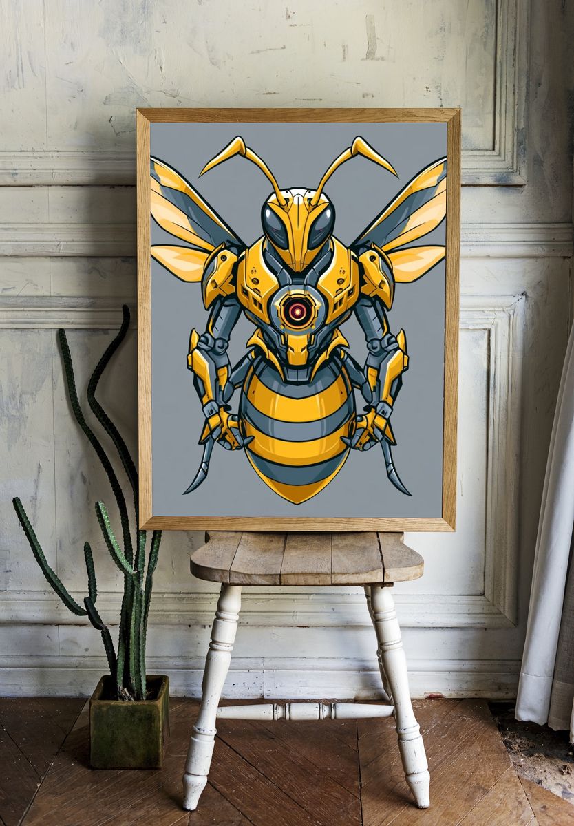 Robotic Wasp Illustration Poster. room preview