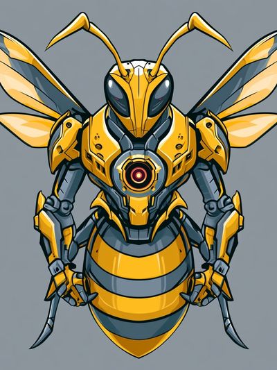 Robotic Wasp Illustration Poster. poster print