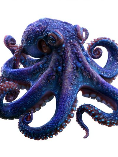 Blue Octopus Illustration Poster.