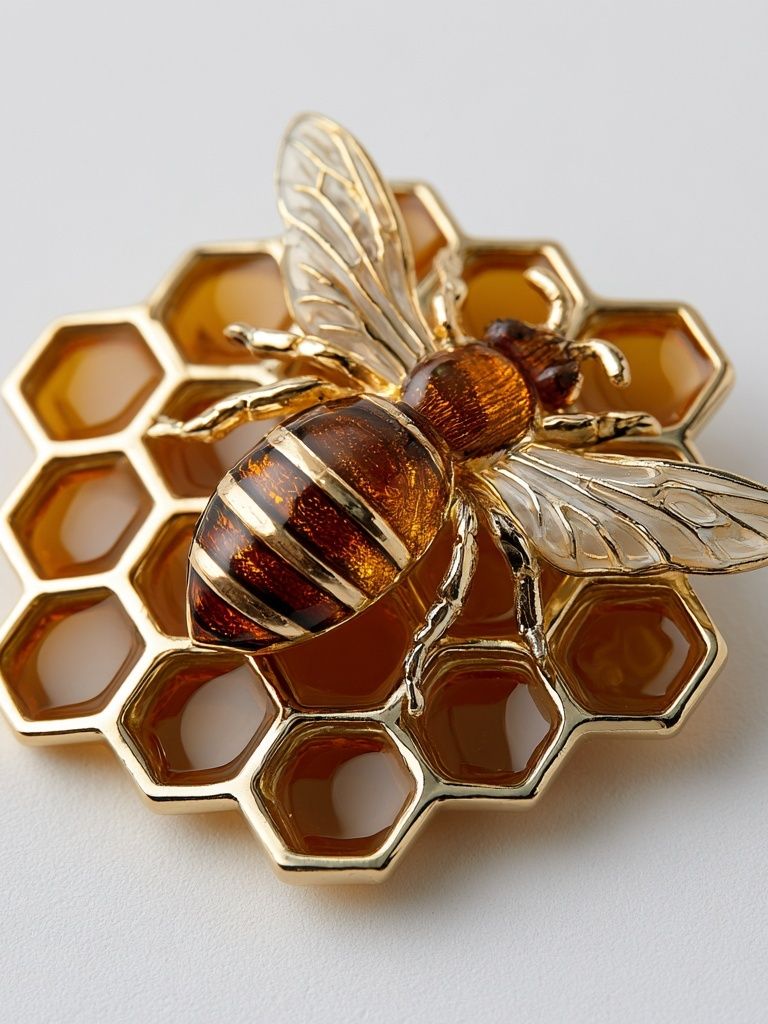 Golden Bee Honeycomb Poster. poster detail