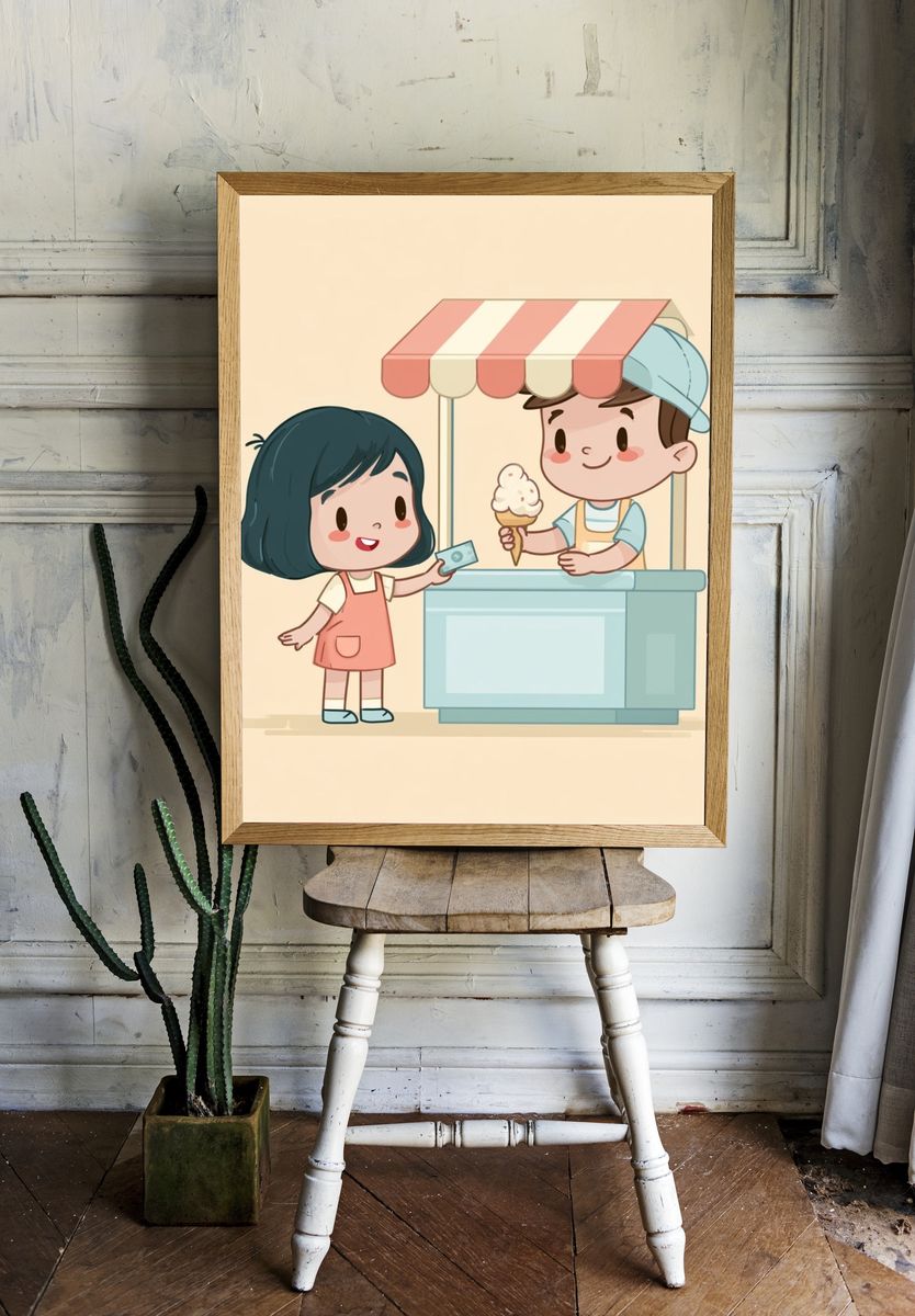 Ice Cream Stand Illustration Poster. — room view 1