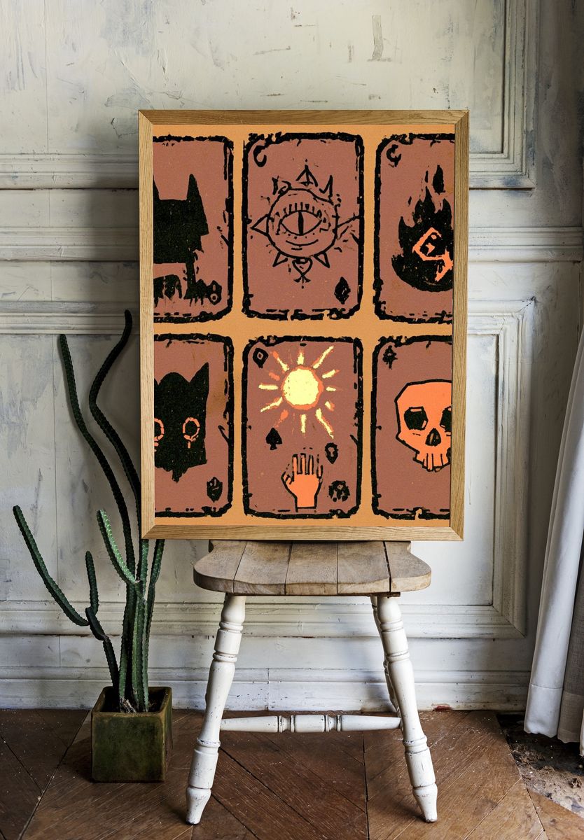 Tarot Card Symbols Illustration Poster. — room view 1