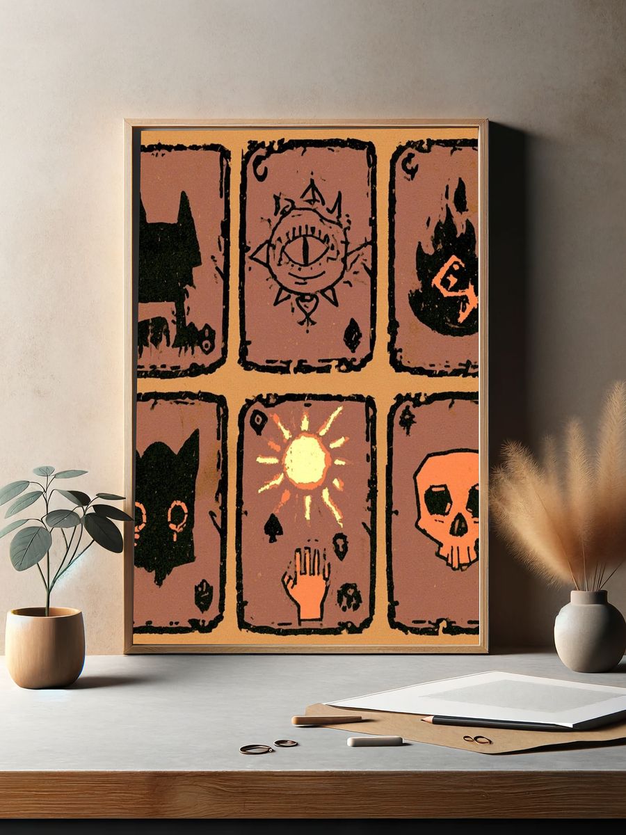 Tarot Card Symbols Illustration Poster. — room view 2