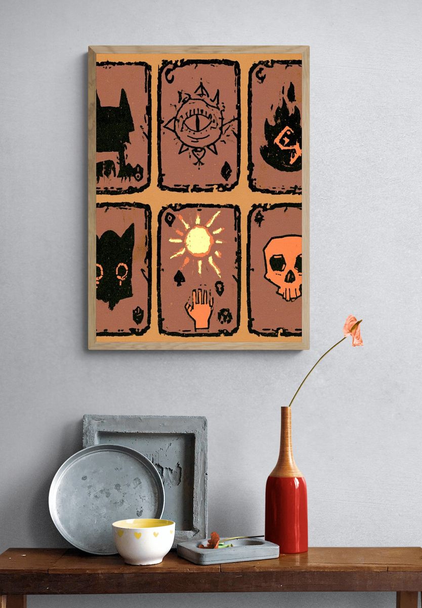 Tarot Card Symbols Illustration Poster. — room view 3