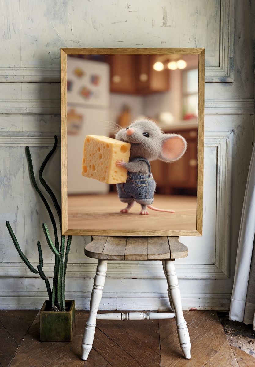 Cheese Mouse Illustration Poster. room preview