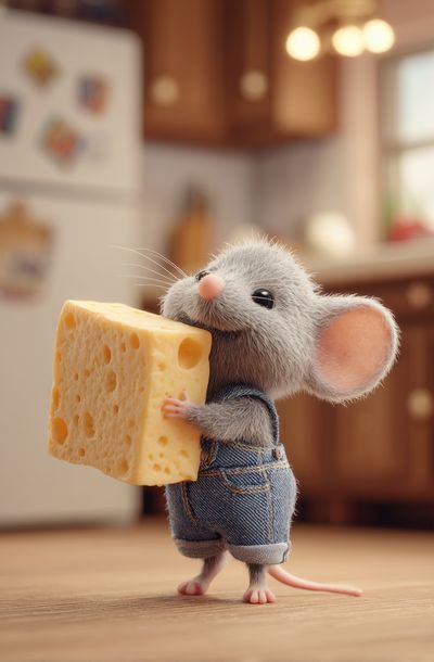 Cheese Mouse Illustration Poster.
