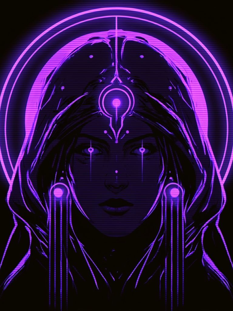 Neon Oracle Portrait Print. poster — illustration art