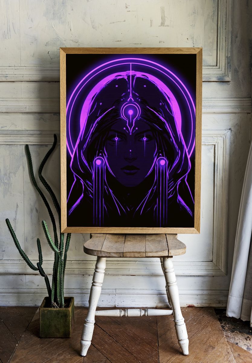 Neon Oracle Portrait Print. — room view 1