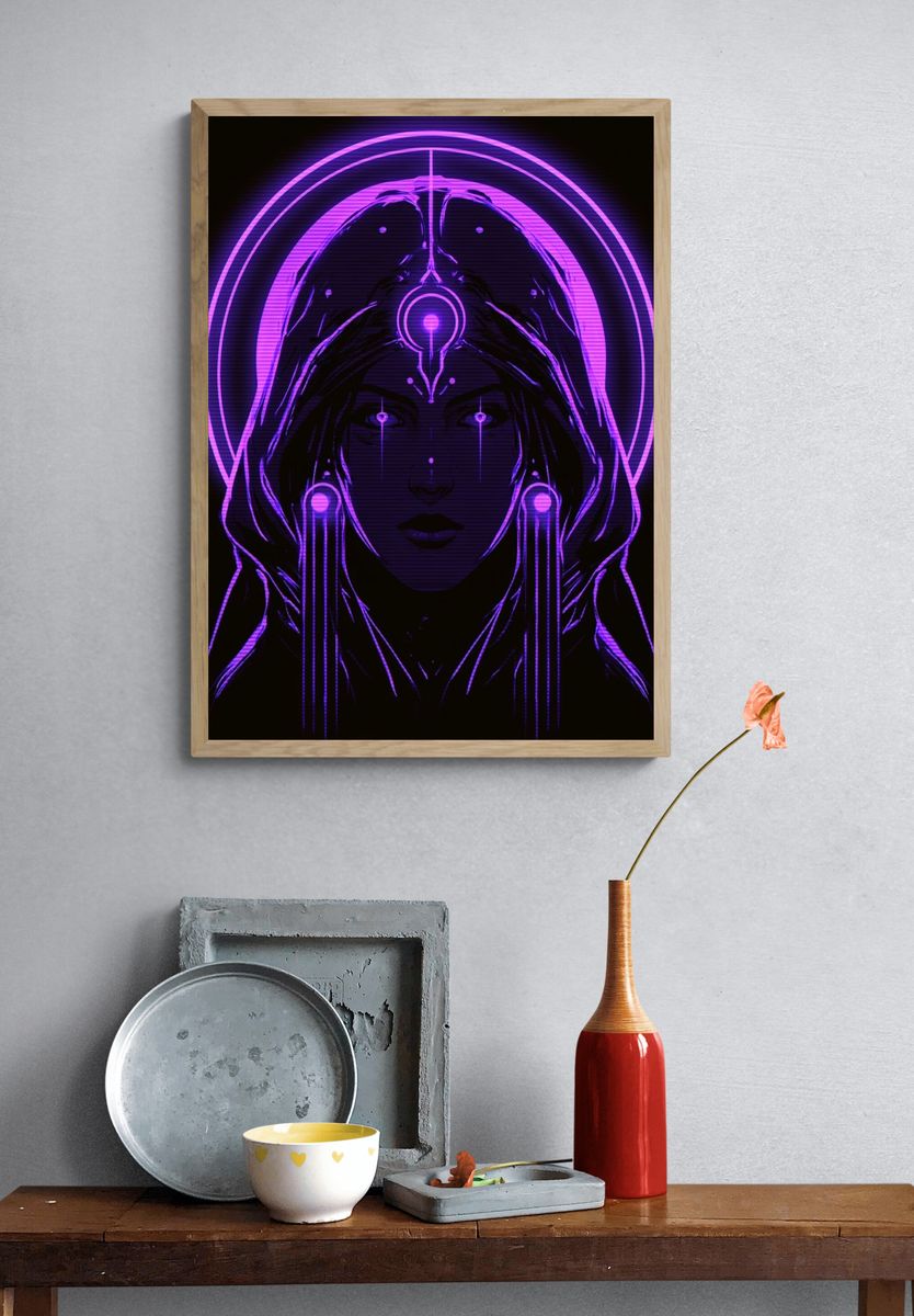 Neon Oracle Portrait Print. — room view 3