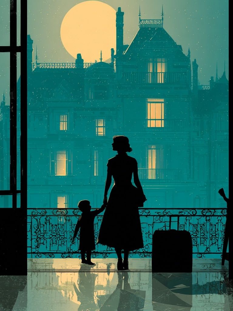 Moonlit Balcony Silhouette Poster. poster — illustration art