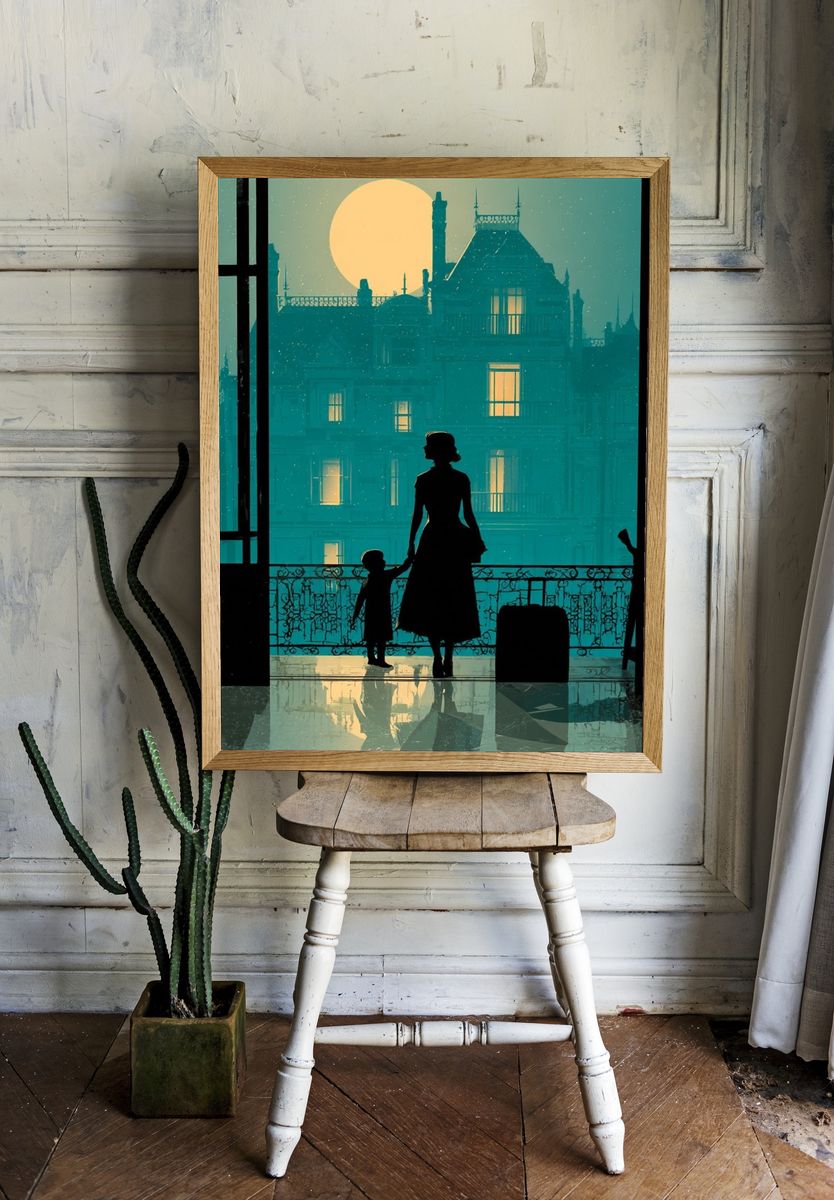 Moonlit Balcony Silhouette Poster room preview