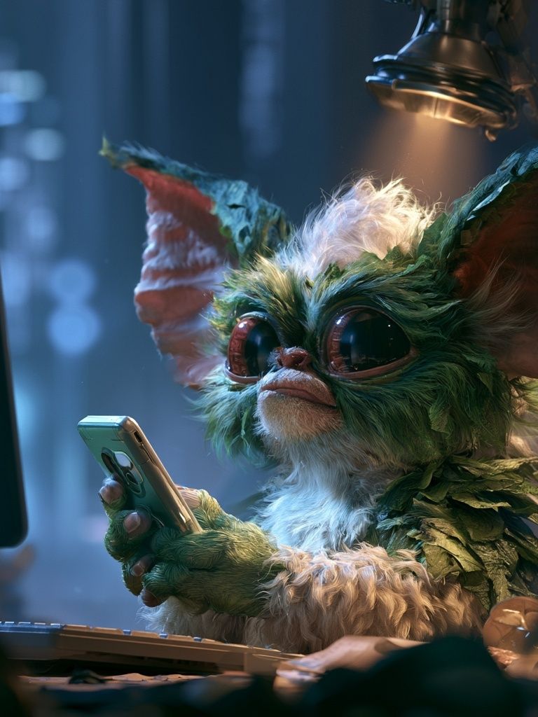 Gremlin at the Keyboard Illustration Poster. poster detail