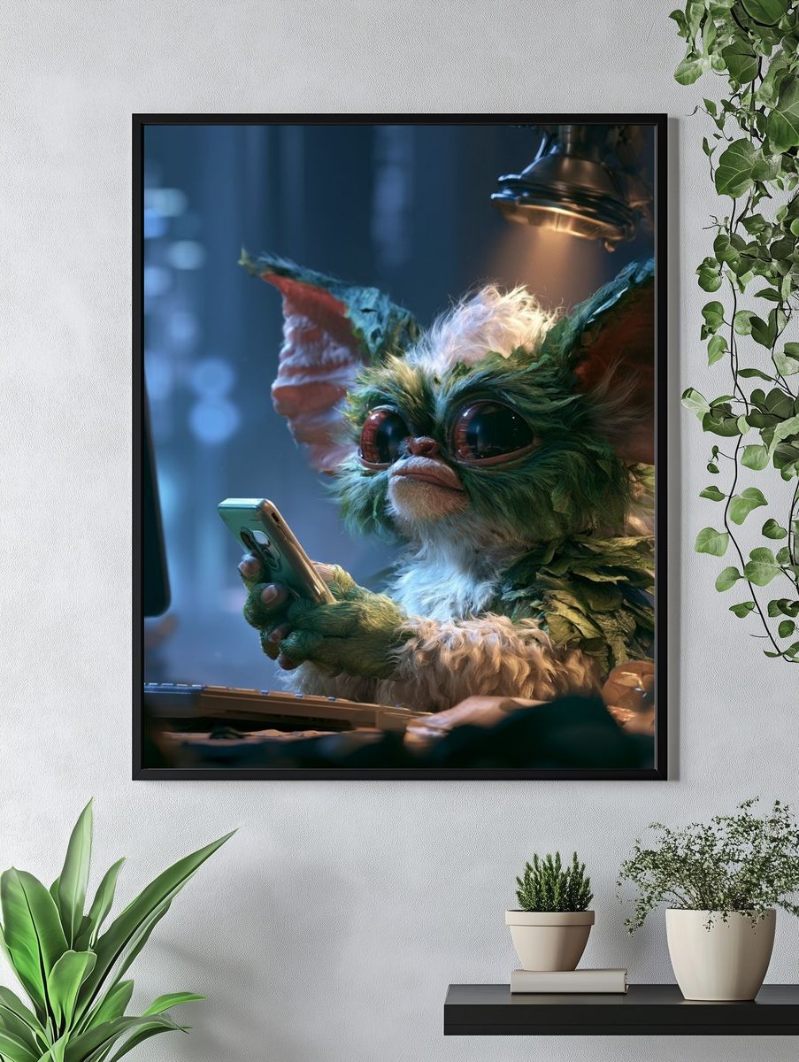 Gremlin at the Keyboard Illustration Poster. — room view 4