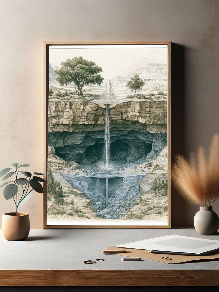 Hidden Waterfall Landscape Print. — room view 2