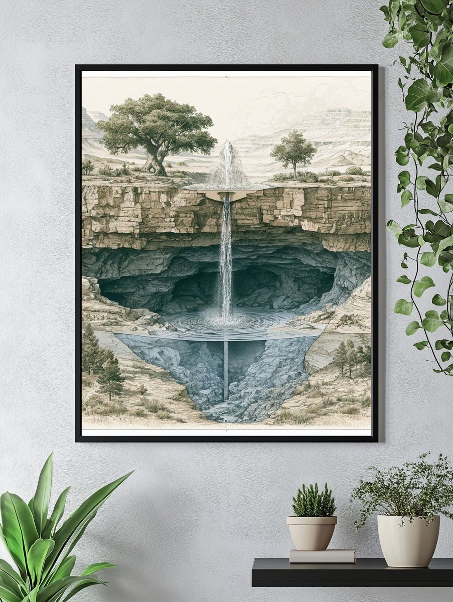 Hidden Waterfall Landscape Print. — room view 4