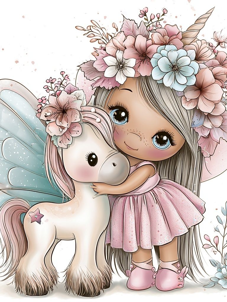 Fairy Girl and Unicorn Illustration Poster. poster — illustration art
