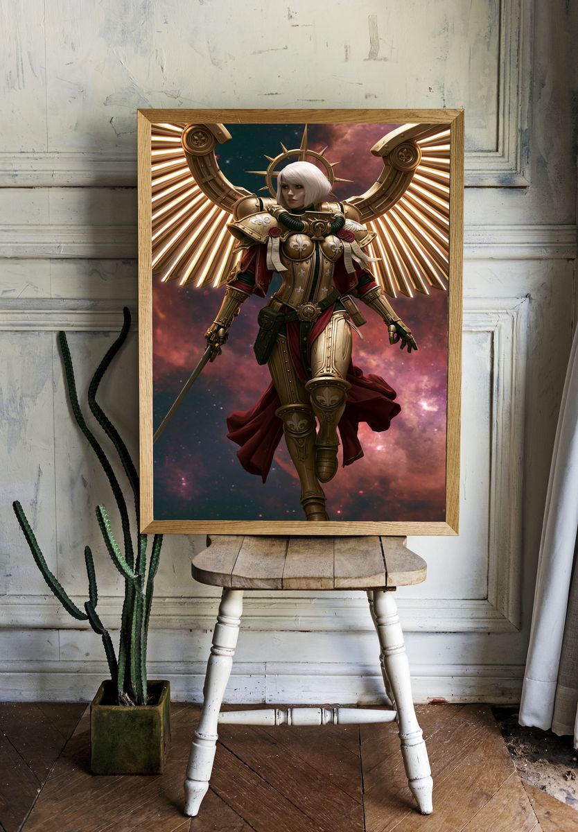 Celestial Valkyrie Fantasy Print. room preview