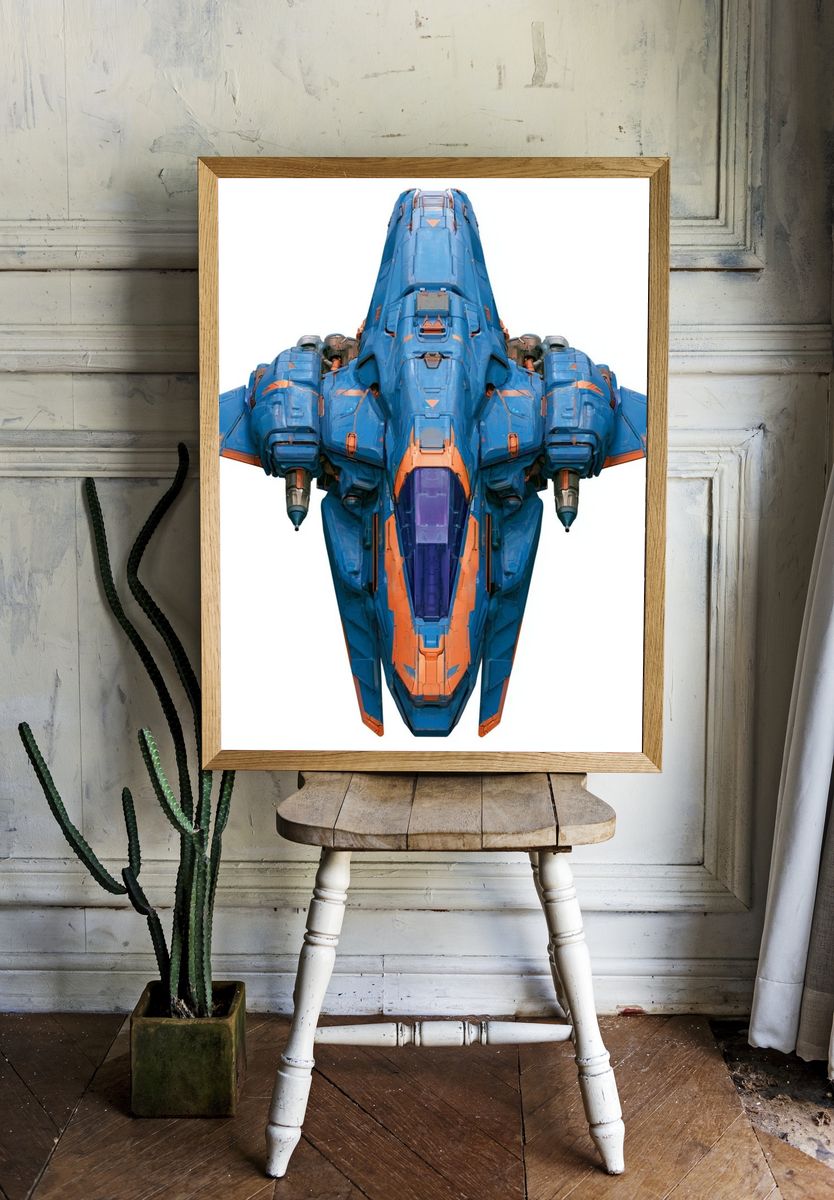 Futuristic Spacecraft Illustration Poster. — room view 1