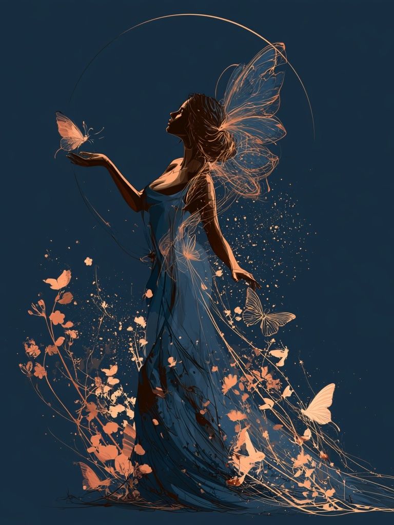 Butterfly Woman Digital Art Poster. poster detail