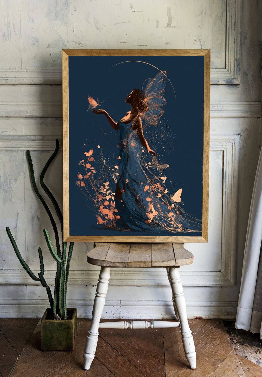 Butterfly Woman Digital Art Poster. — room view 1